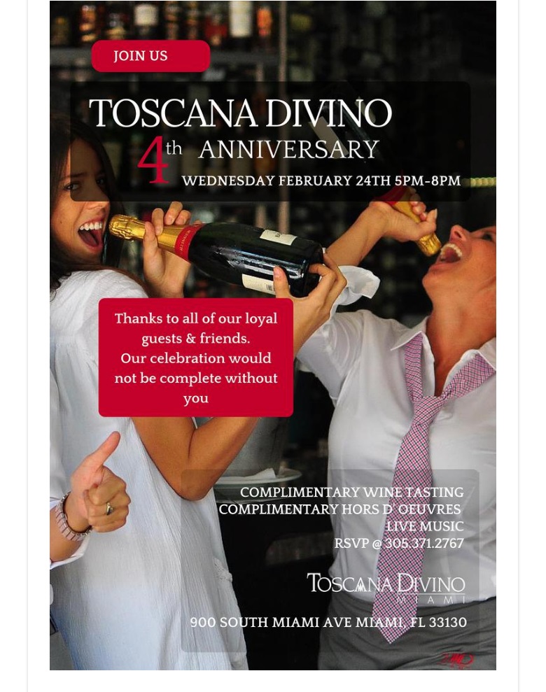 Toscana Divino Miami - 4th Anniversary celebration